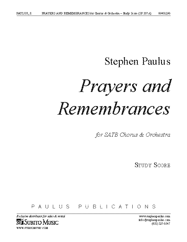 Prayers and Remembrances (study score) for SATB Chorus, Soloists & Orchestra